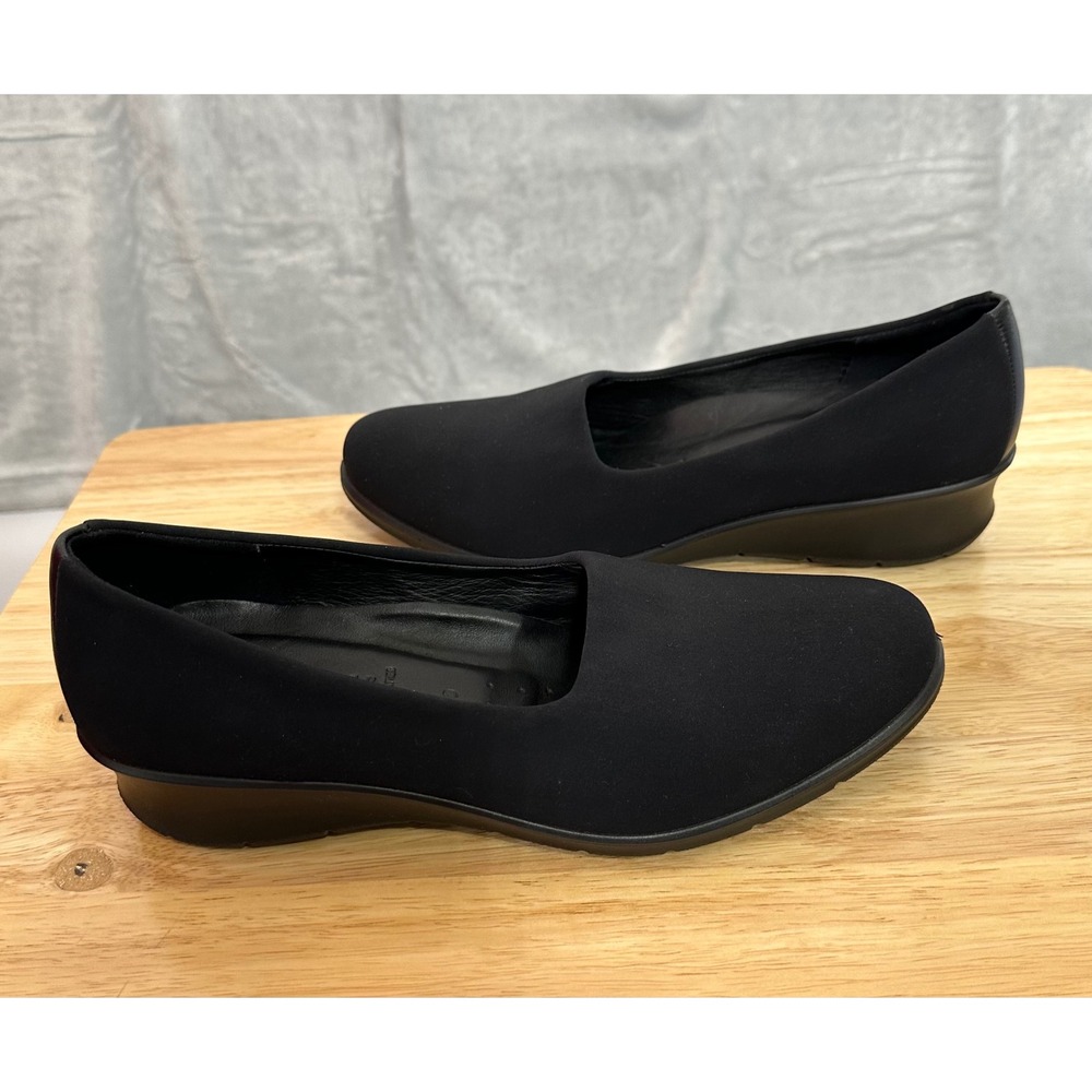 NEW ECCO Womens Felicia Stretch Wedge Loafer 9 Comfort Slip On Flexible Black